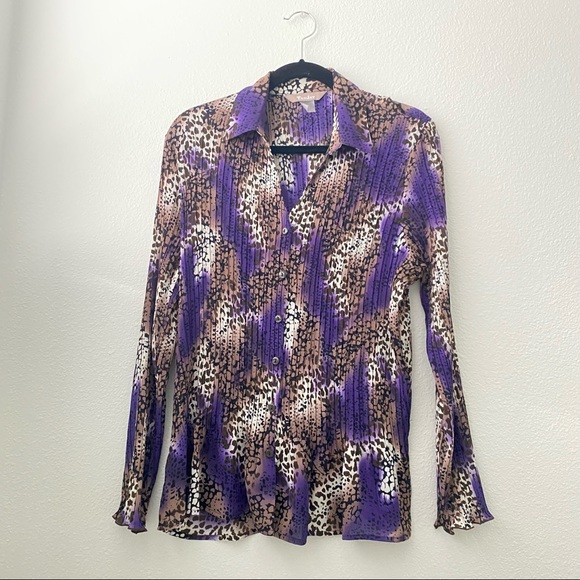 TanJay Tops - TanJay Sheer V-Neck Collared Button Down Blouse Top
